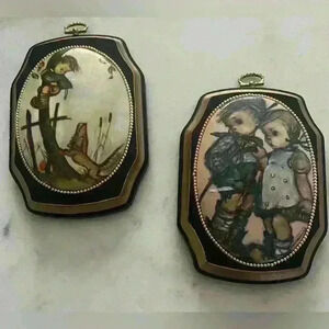 Set of 2 vintage 1970’s Hummel wooden  wall plaques.